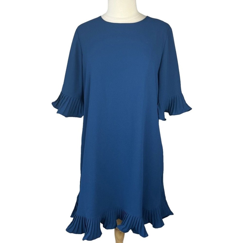 Alfani Teal-Blue Ruffle-Hem Shift Dress